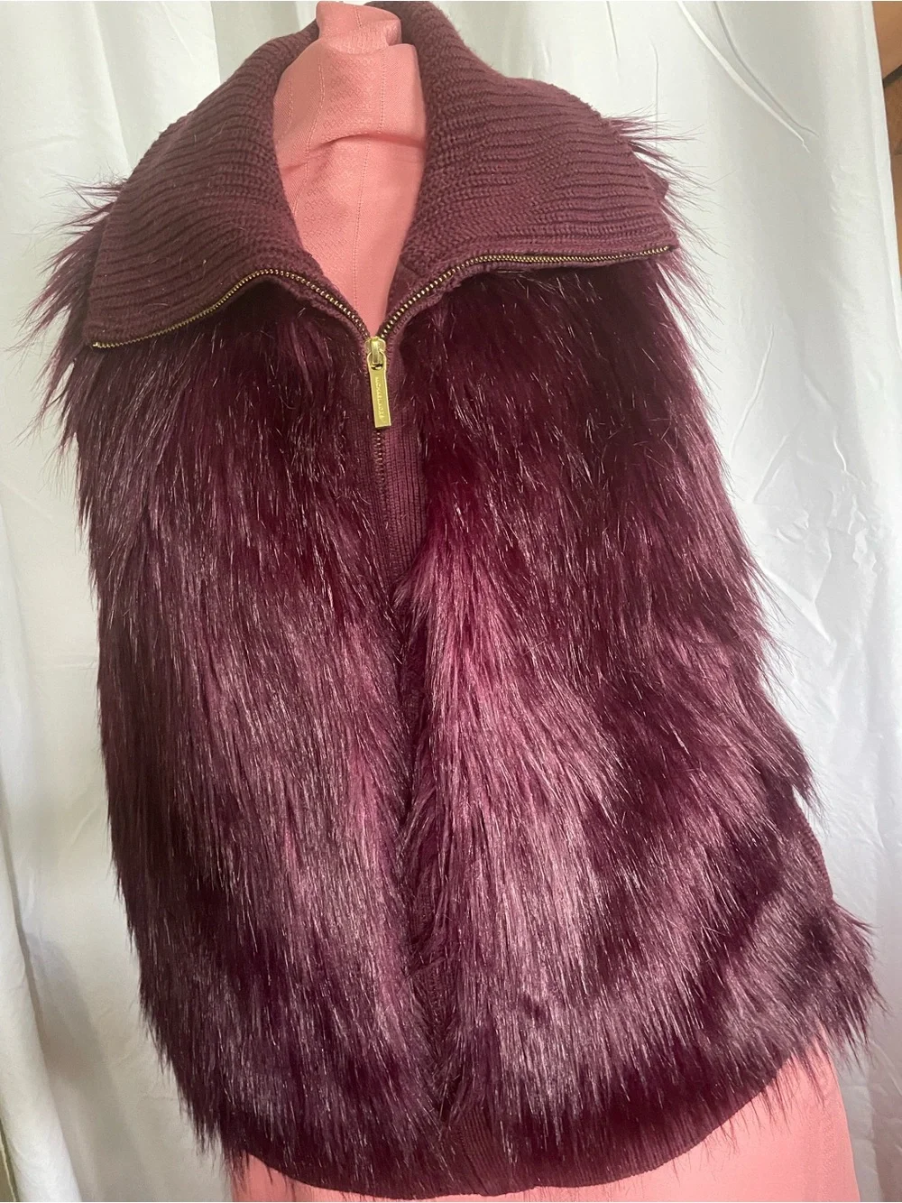 Michael Kors Ribbed Knit Sweater Vest in Wine